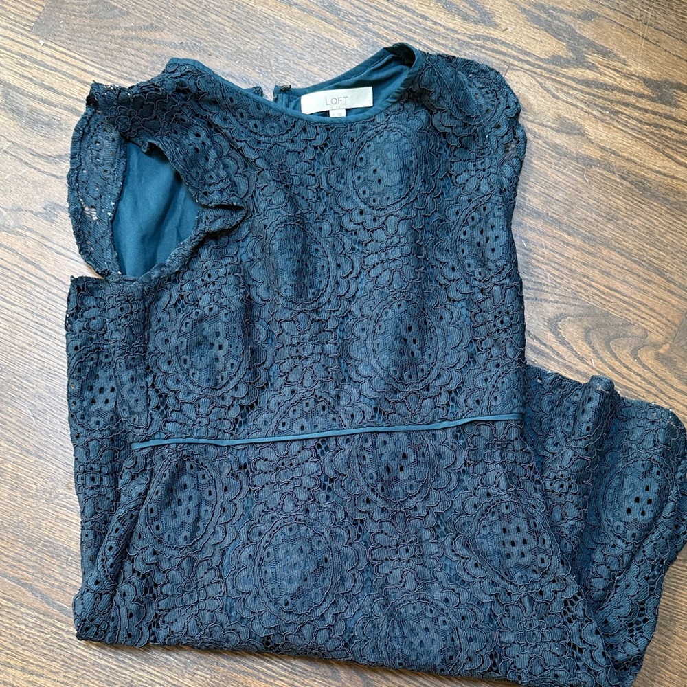 LOFT emarld dark green Lace Dress